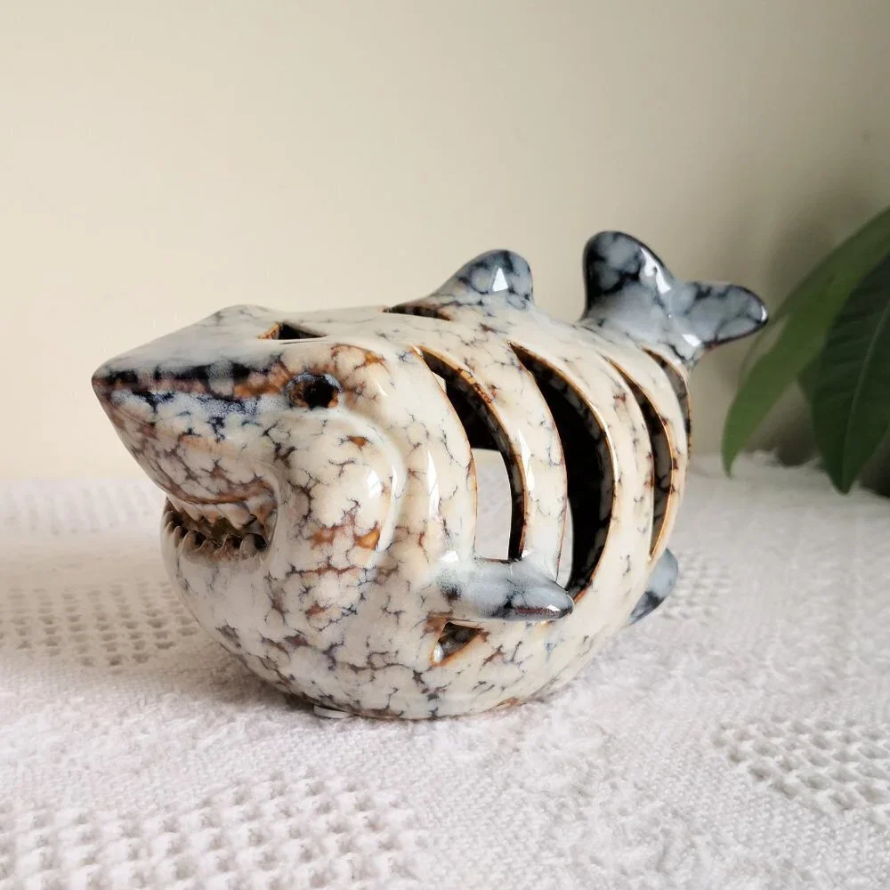 Ceramic Grinning‎ Shark Candle Holder